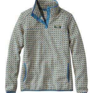 L.L. Bean Blue and Cream Patterned Shirt Jacket